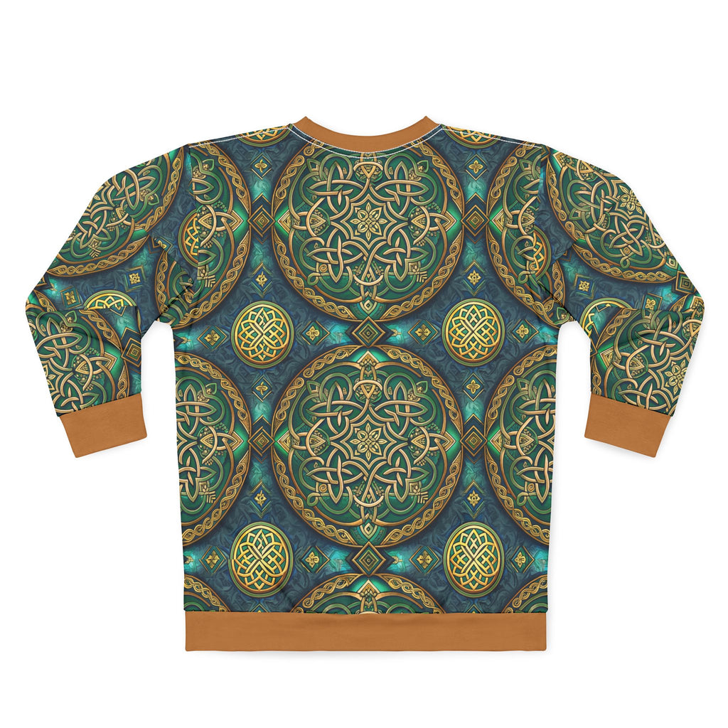 Sweatshirt with intricate Celtic knot pattern on a white background