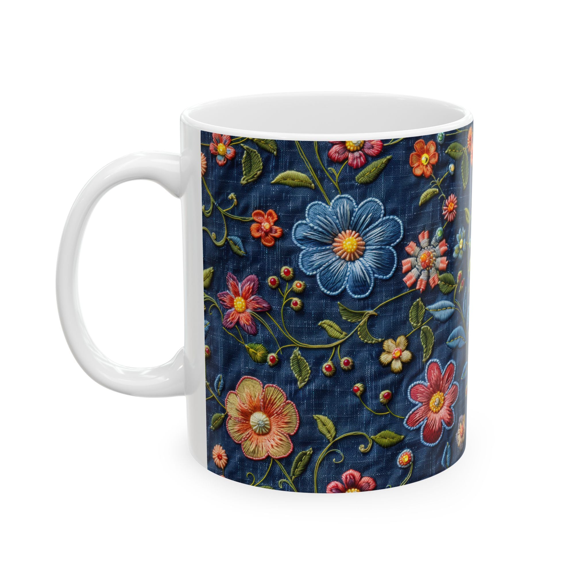 Mug with floral pattern on a white background