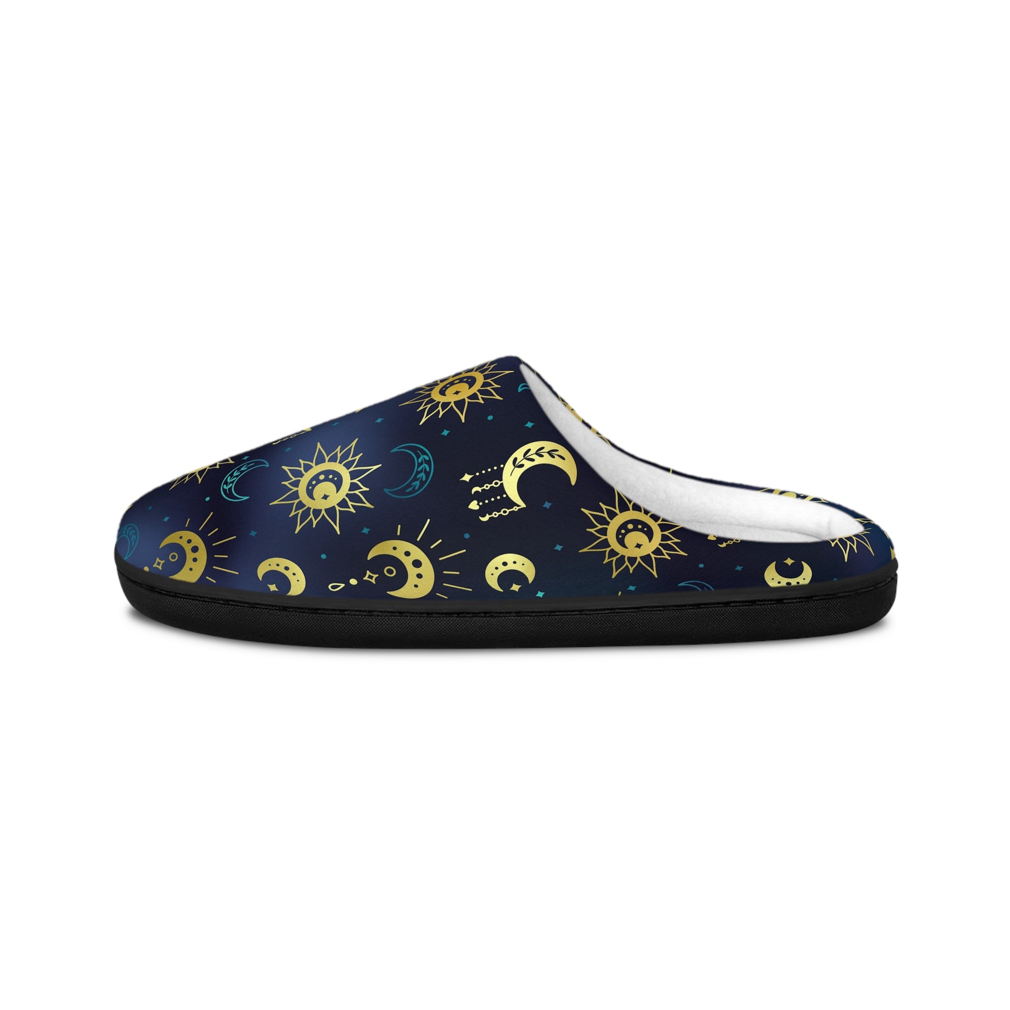 Bohemian Moon Women's Indoor Slippers — Cozy Night Sky Pattern