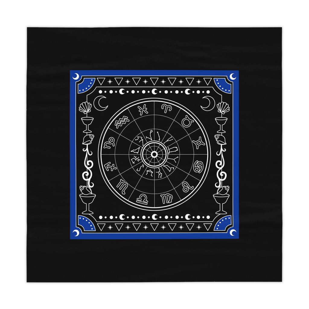 Decorative bandana with astrological symbols on a black background