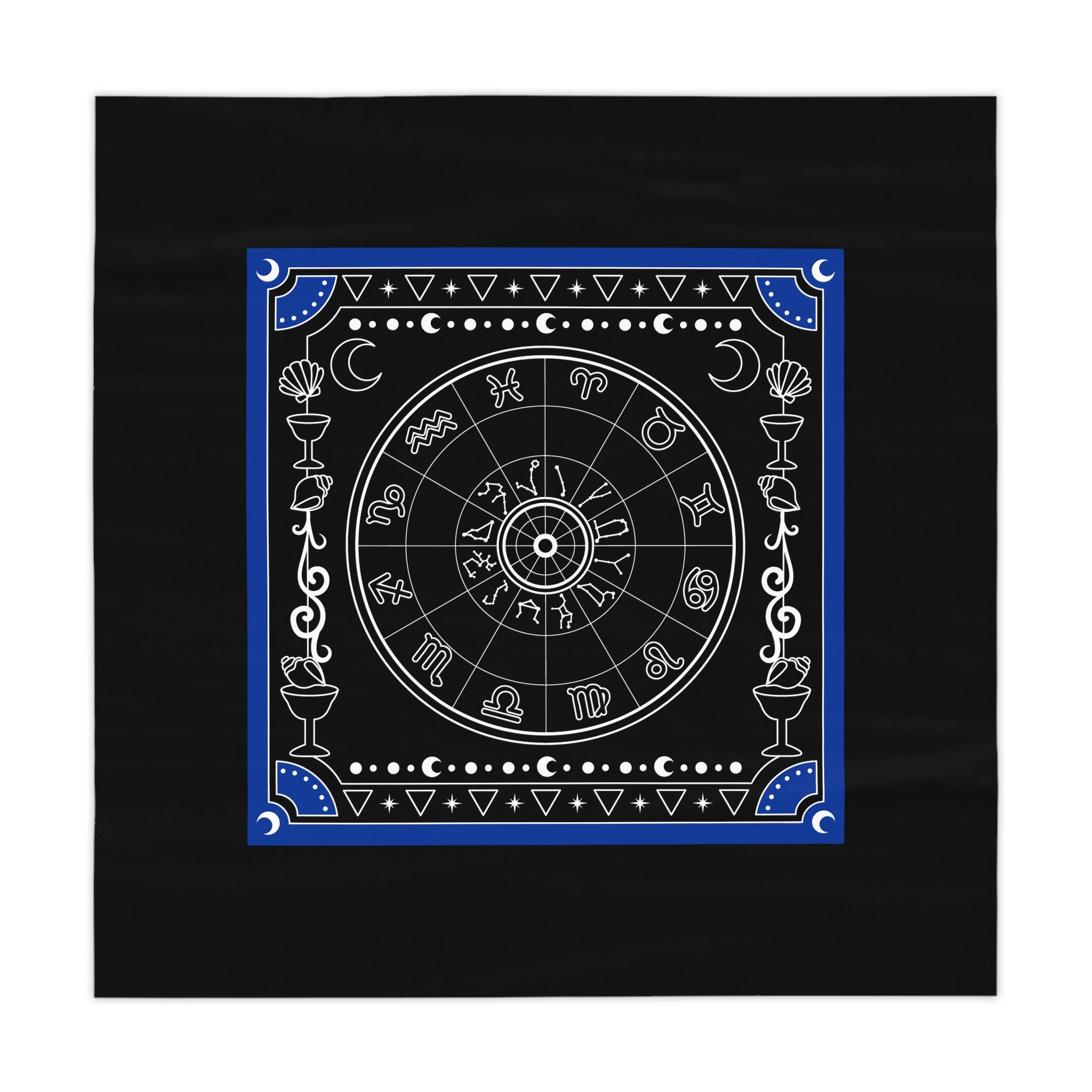 Decorative bandana with astrological symbols on a black background