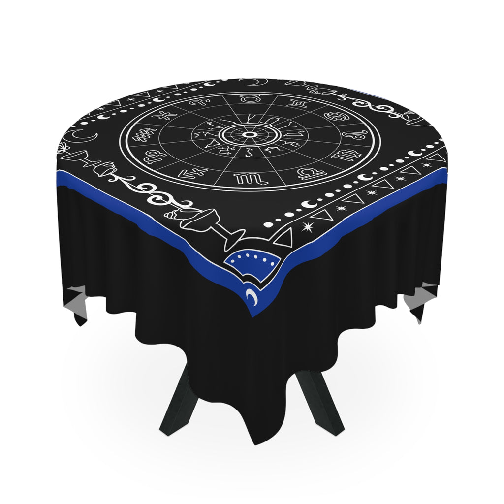 Decorative bandana with astrological symbols on a black background