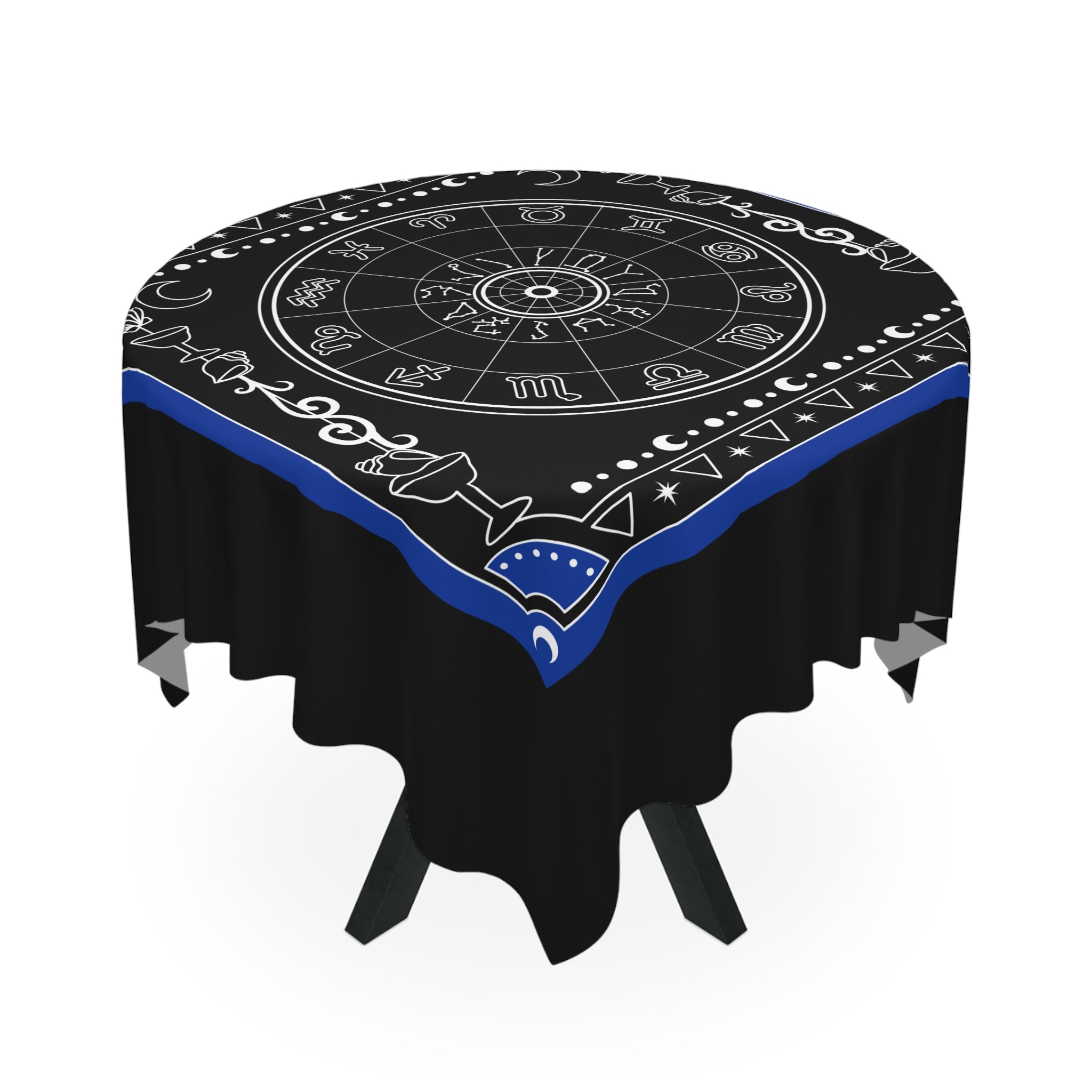 Decorative bandana with astrological symbols on a black background