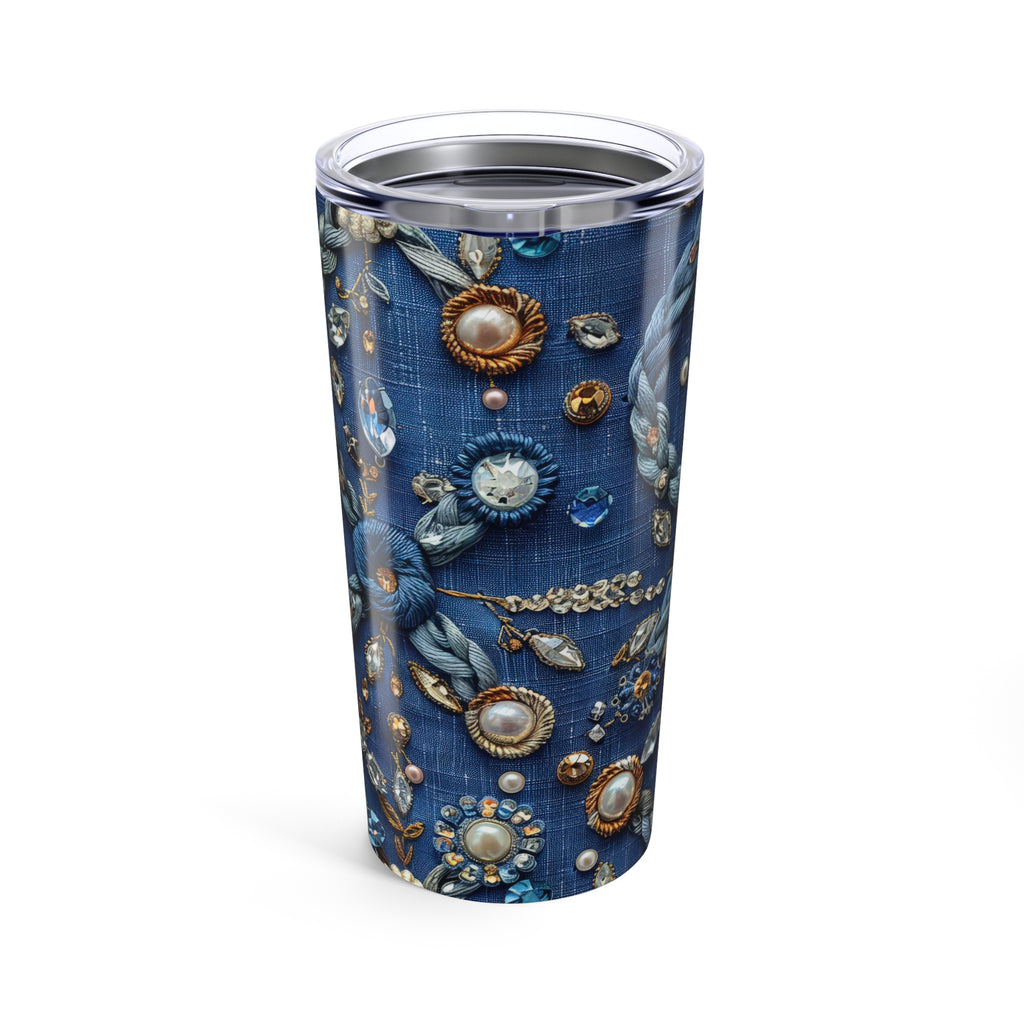 20oz Blue Jewel-Embellished Tumbler