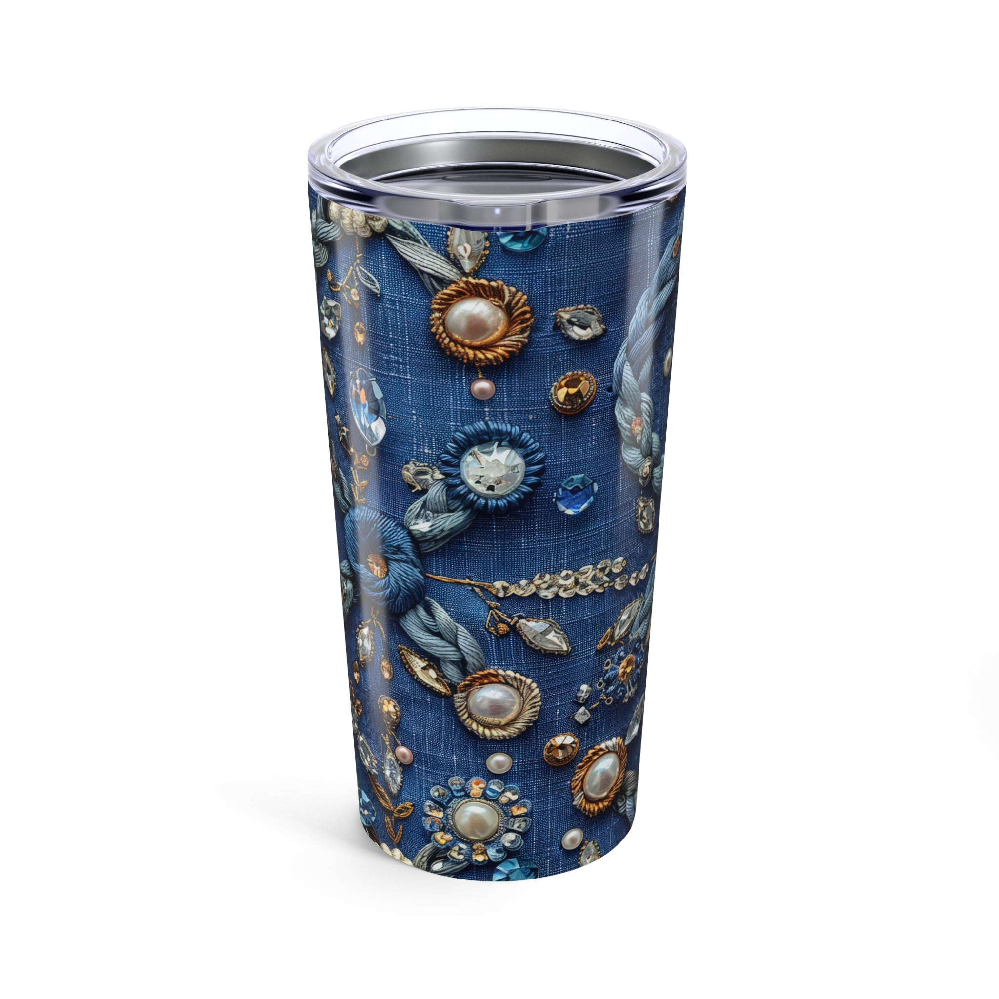 20oz Blue Jewel-Embellished Tumbler