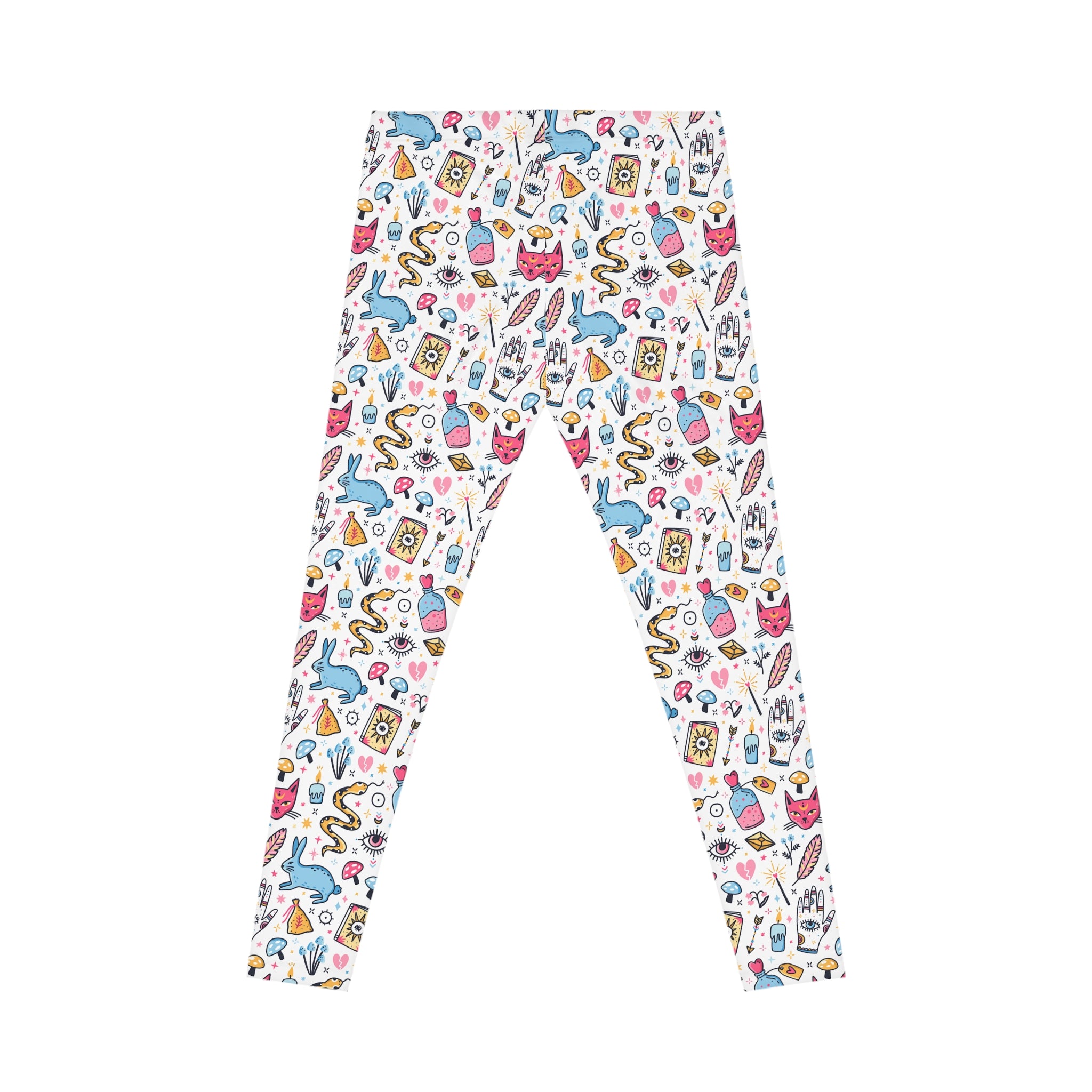 Colorful patterned pants on a white background