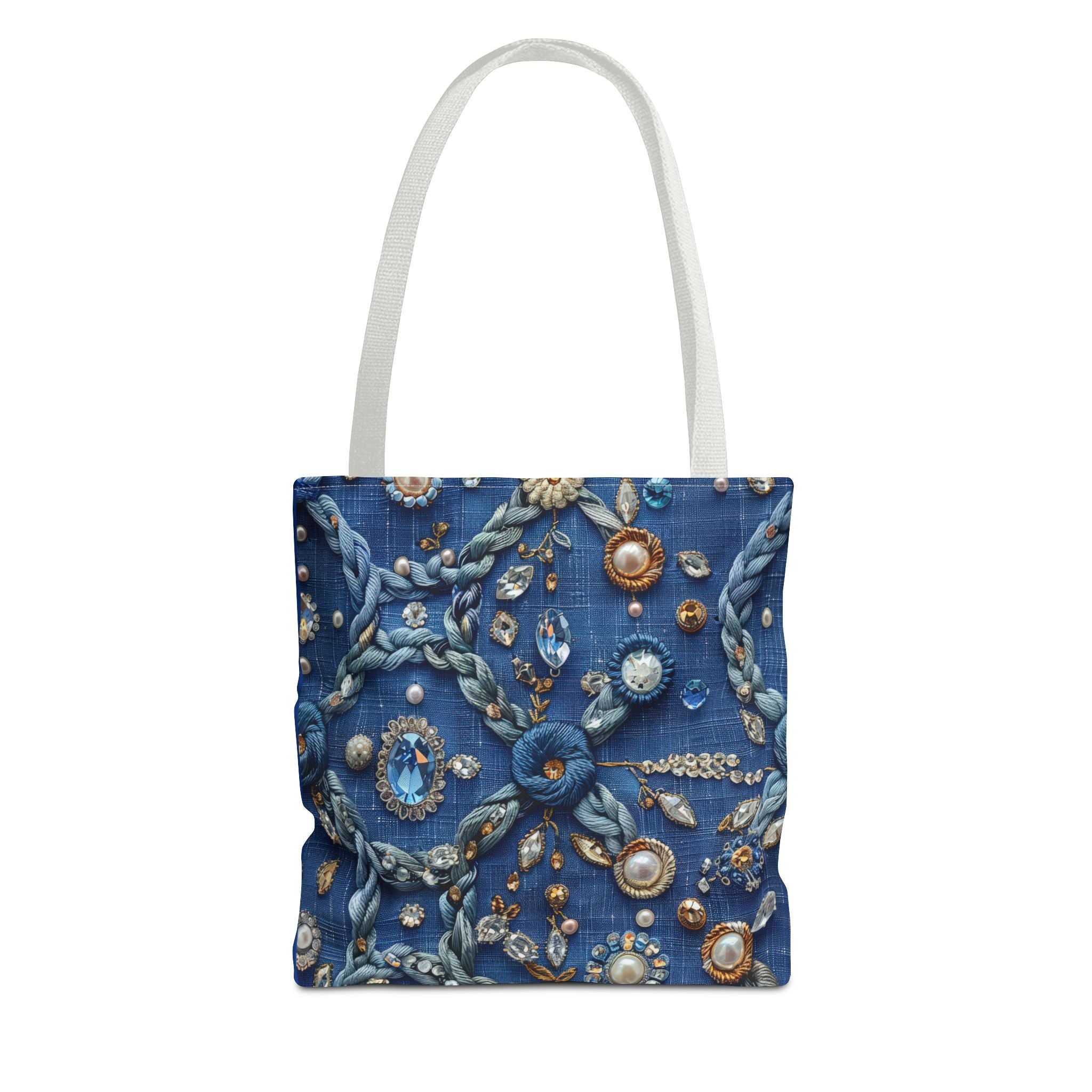 Bohemian Embellished Pattern Tote Bag | Ornate Pearl & Gem Print