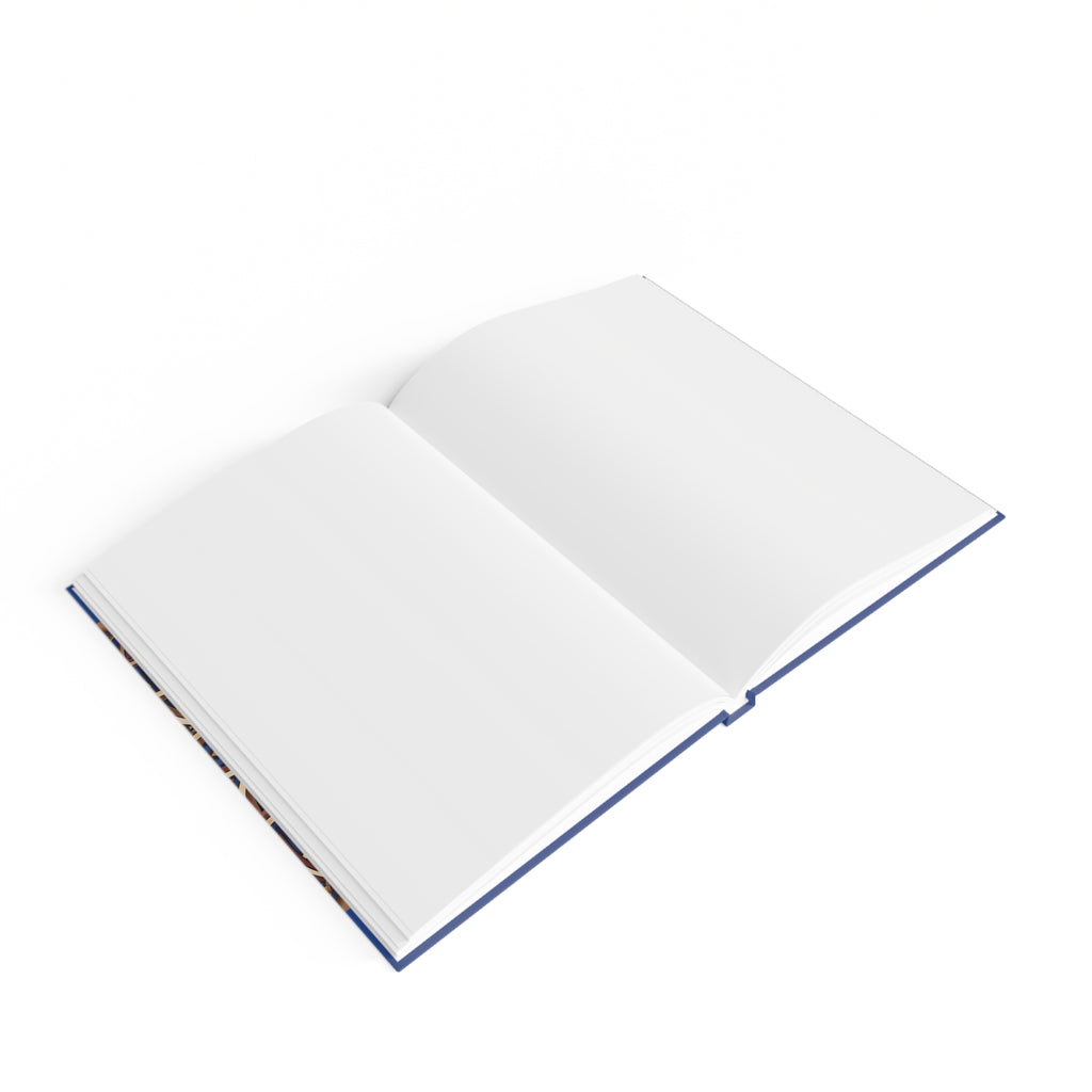 Open notebook with blank pages on a white background
