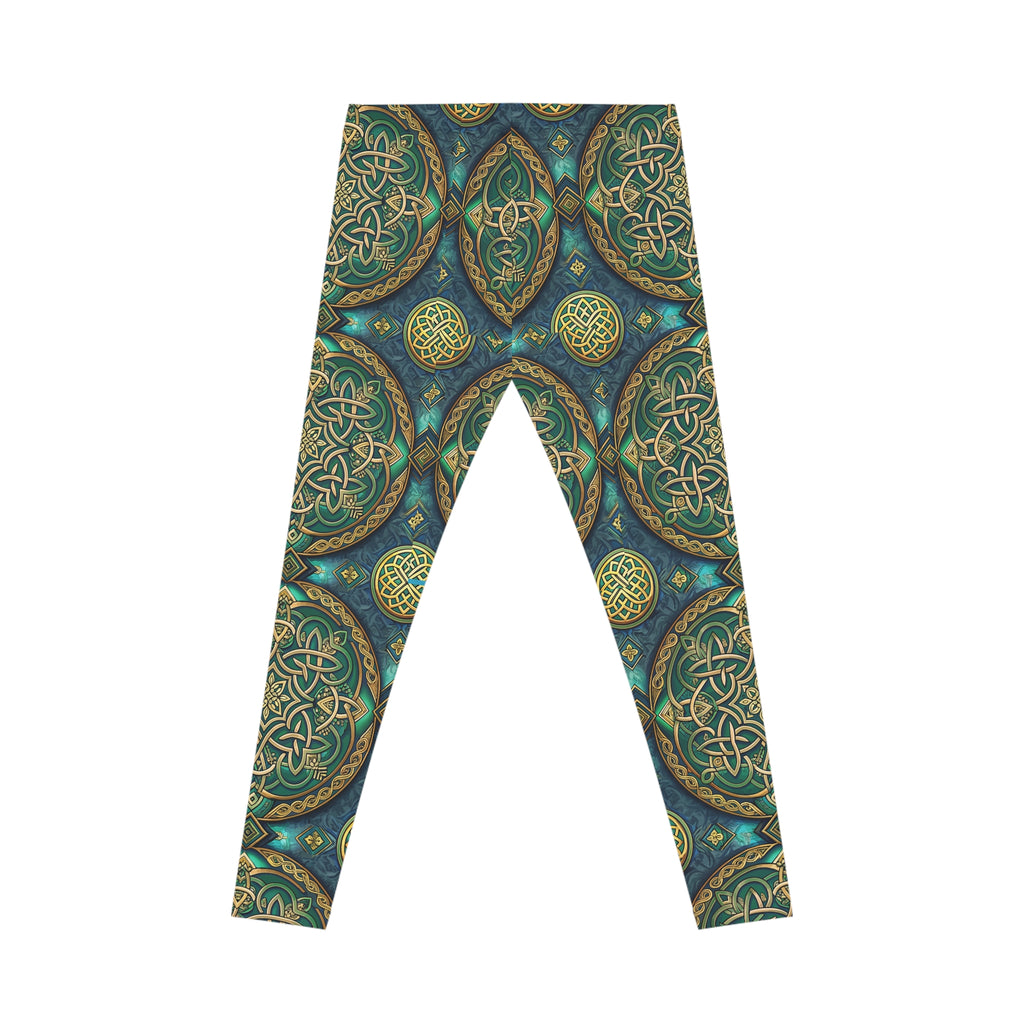 Leggings with Celtic knot pattern on a white background