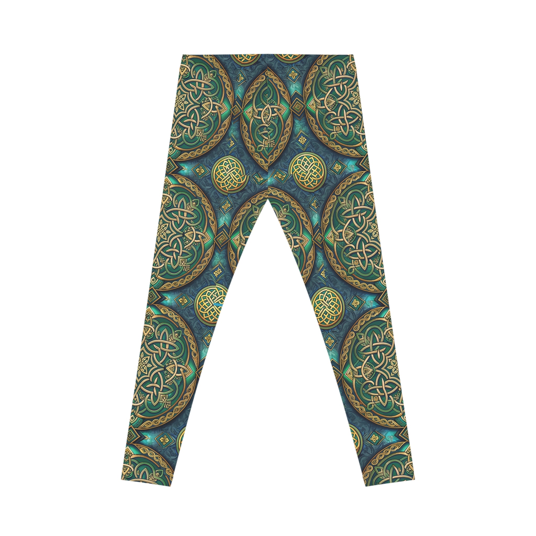 Leggings with Celtic knot pattern on a white background