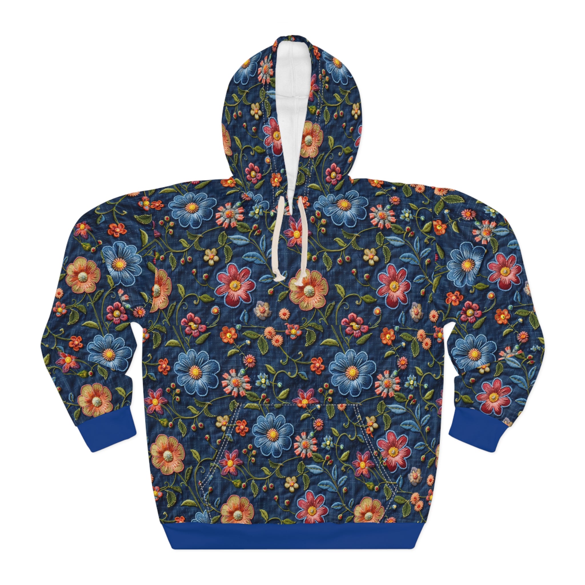 Floral patterned hoodie on a white background