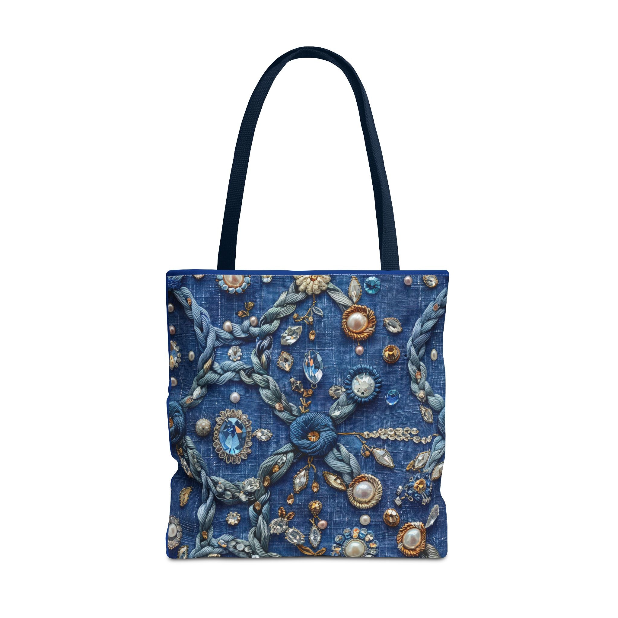 Bohemian Embellished Pattern Tote Bag | Ornate Pearl & Gem Print