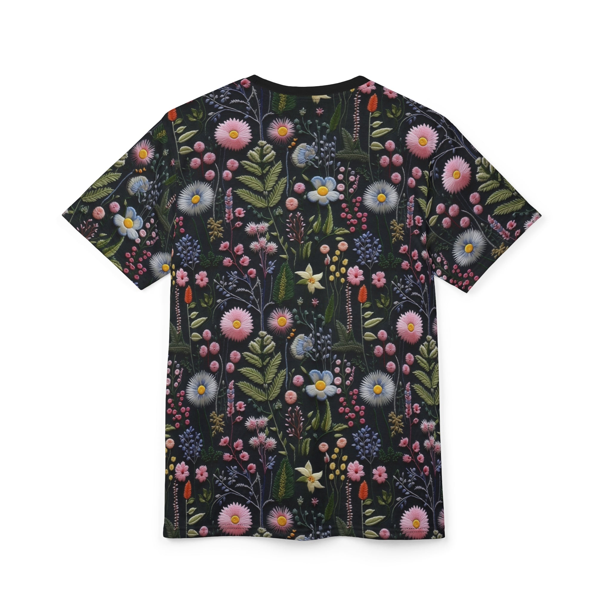 T-shirt with floral pattern on a white background