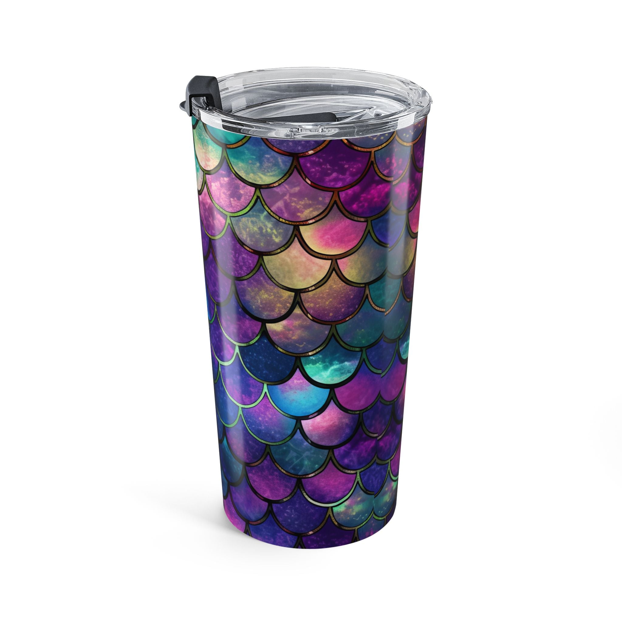 Tumbler with mermaid scale pattern