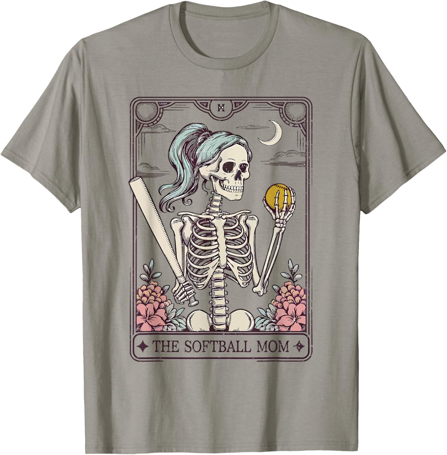 Softball Mom Tarot Card Skeleton Softball Mama Mothers Day T-Shirt