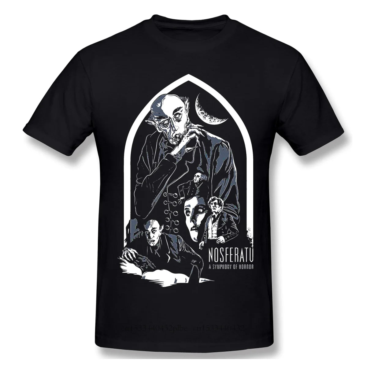 Nosferatu Fation Print Cotton Funny T Shirts Dracula Horror TV Series Men Fashion Streetwear