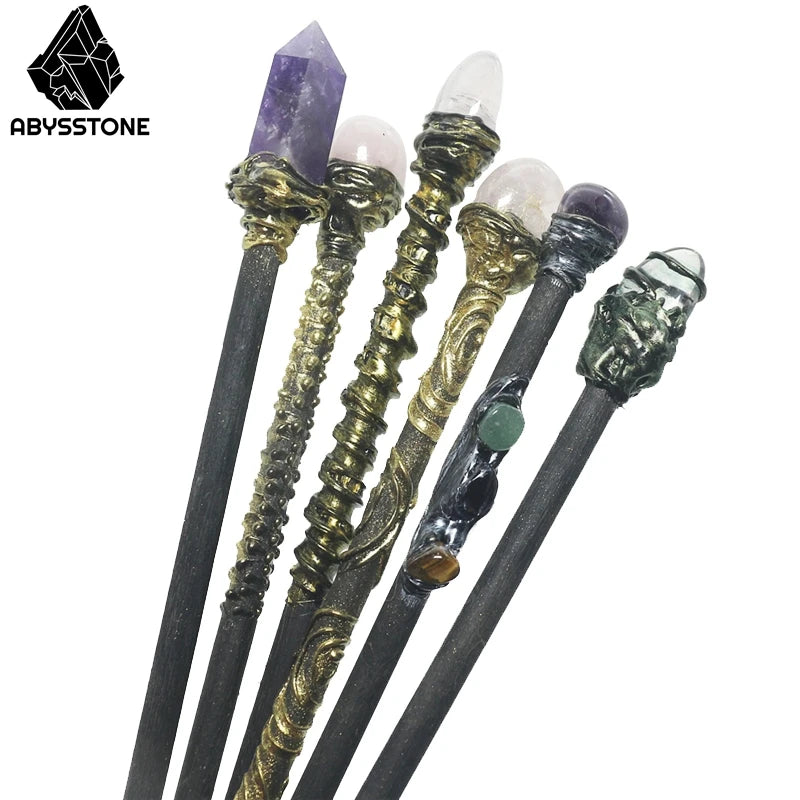 Crystal Magic Witch Wands Pagan Wizard Natural Raw Stones Quartz Power Mineral Witchcraft Wicca Altar Pendulum Home Decoration
