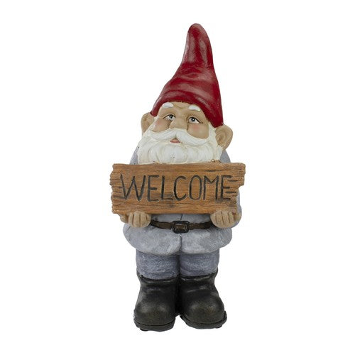 Northlight 17-Inch Gnome with Welcome Sign Outdoor Garden Statue